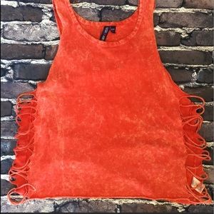 Orange Cut Up Tank